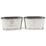 Pair of Champagne ice buckets with Napoleon Bonaparte and Lily Bollinger mottos, 15.5cm H x 30cm W x