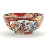 Chinese porcelain bowl hand painted with figures and flowers, 26cm in diameter :For Further