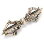 Tibetan silver coloured metal dorje, 9.5cm in length :For Further Condition Reports Please Visit Our