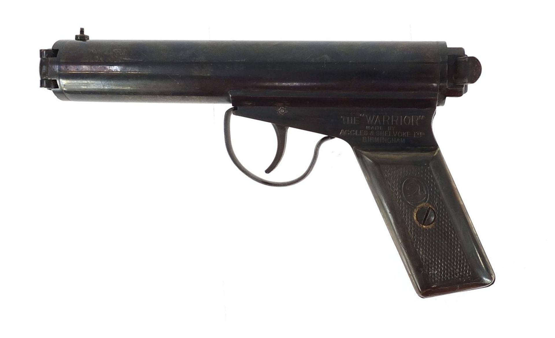 Vintage Accles & Shelvoke Ltd Warrior side lever air pistol, F.Clerks Patent, 19cm in length :For