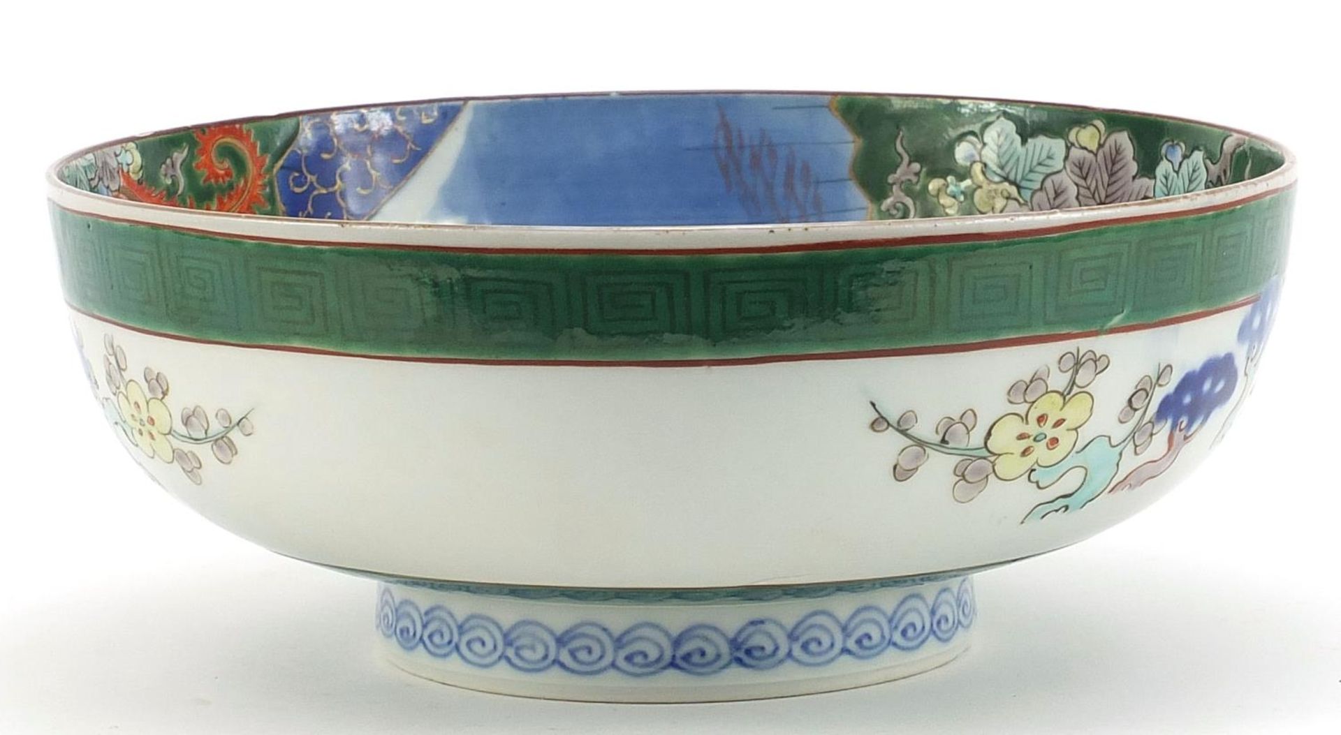 Japanese porcelain bowl hand painted with a dragon amongst clouds, character marks to the underside, - Image 3 of 9