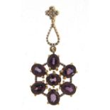 9ct gold colour change sapphire and diamond pendant, 3.2cm high, 2.8g :For Further Condition Reports
