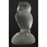 Sevres crystal owl paperweight, paper label to the base, 12.5cm high :For Further Condition