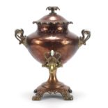 19th century copper and brass samovar impressed Warranted Best London Manufacture to the inside of