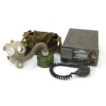 Military interest Hudson AM108 radio and a gas mask :For Further Condition Reports Please Visit