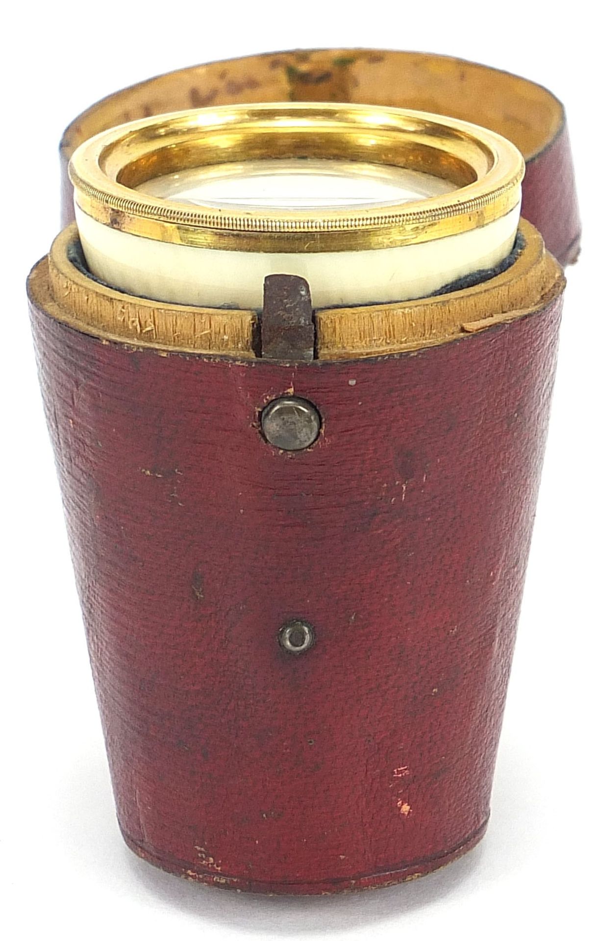 Dolland of London, early 19th century ivory and brass monocular with silk lined leather case, 6. - Image 5 of 7