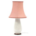 Chinese Ge ware style vase table lamp with silk lined shade, 66cm high :For Further Condition