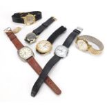 Six vintage gentlemen's wristwatches including Rodania, Timex, Avia and Giralux :For Further