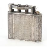 Novelty Art Deco silver plated faux Dunhill lighter compact, Minadier, 6cm high :For Further