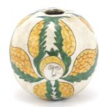 Turkish Kutahya Armenian pottery hanging ball hand painted with faces, 10cm high :For Further