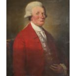 Portrait of a gentleman wearing a red frock coat, late 18th century Old Master oil on canvas
