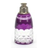 Baccarat, French purple flashed glass scent bottle, 11.5cm high :For Further Condition Reports