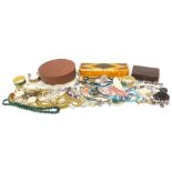Vintage and later costume jewellery including enamel butterfly brooch, badges, necklaces and a