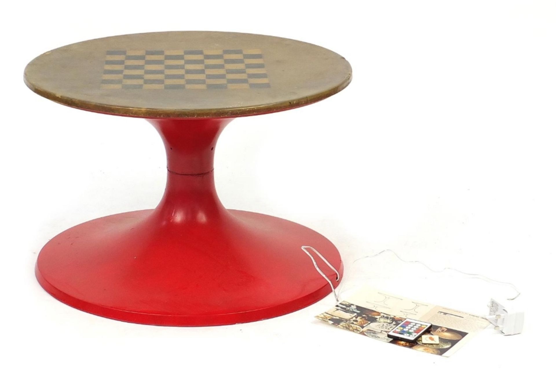 Sarah Hamilton Perspex illuminated chess table, 41cm high x 67cm in diameter :For Further