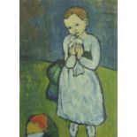 After Pablo Picasso - Child with a dove, print in colour, mounted, framed and glazed, 71.5cm x 51.