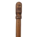 Greek carved hardwood walking stick, 93cm in length :For Further Condition Reports Please Visit