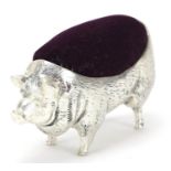 Large 800 silver pig pin cushion, 10cm in length, 129.6g :For Further Condition Reports Please Visit
