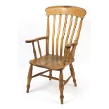 Ash and elm open arm chair, 110cm high