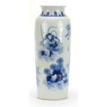 Large Chinese blue and white porcelain vase finely hand painted with warriors, various character