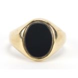 9ct gold black onyx signet ring, size G, 2.2g :For Further Condition Reports Please Visit Our