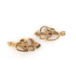 Pair of 9ct gold double love heart and arrow stud earrings, 1cm wide, 1.2g :For Further Condition