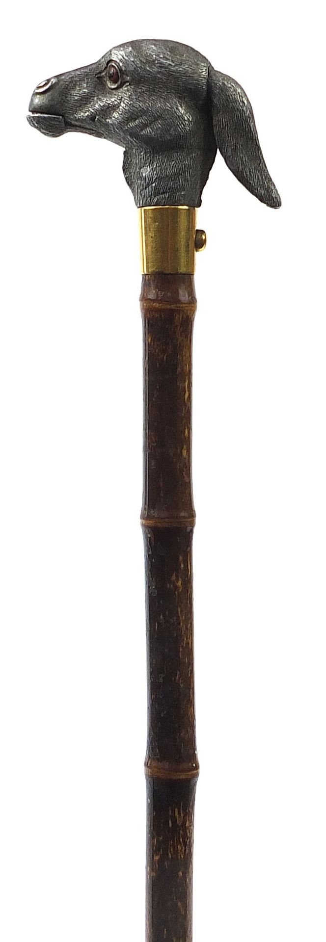Brigg & Sons, silk and bamboo parasol with articulated donkey head handle and press button action, - Bild 13 aus 14