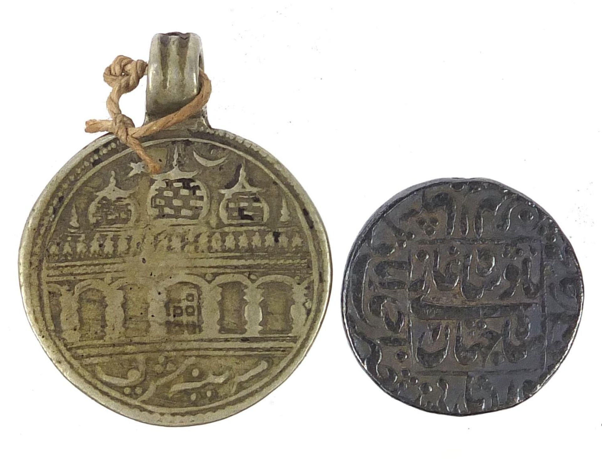 13th century Arabian coin and one other, the largest 4cm high :For Further Condition Reports - Image 3 of 3