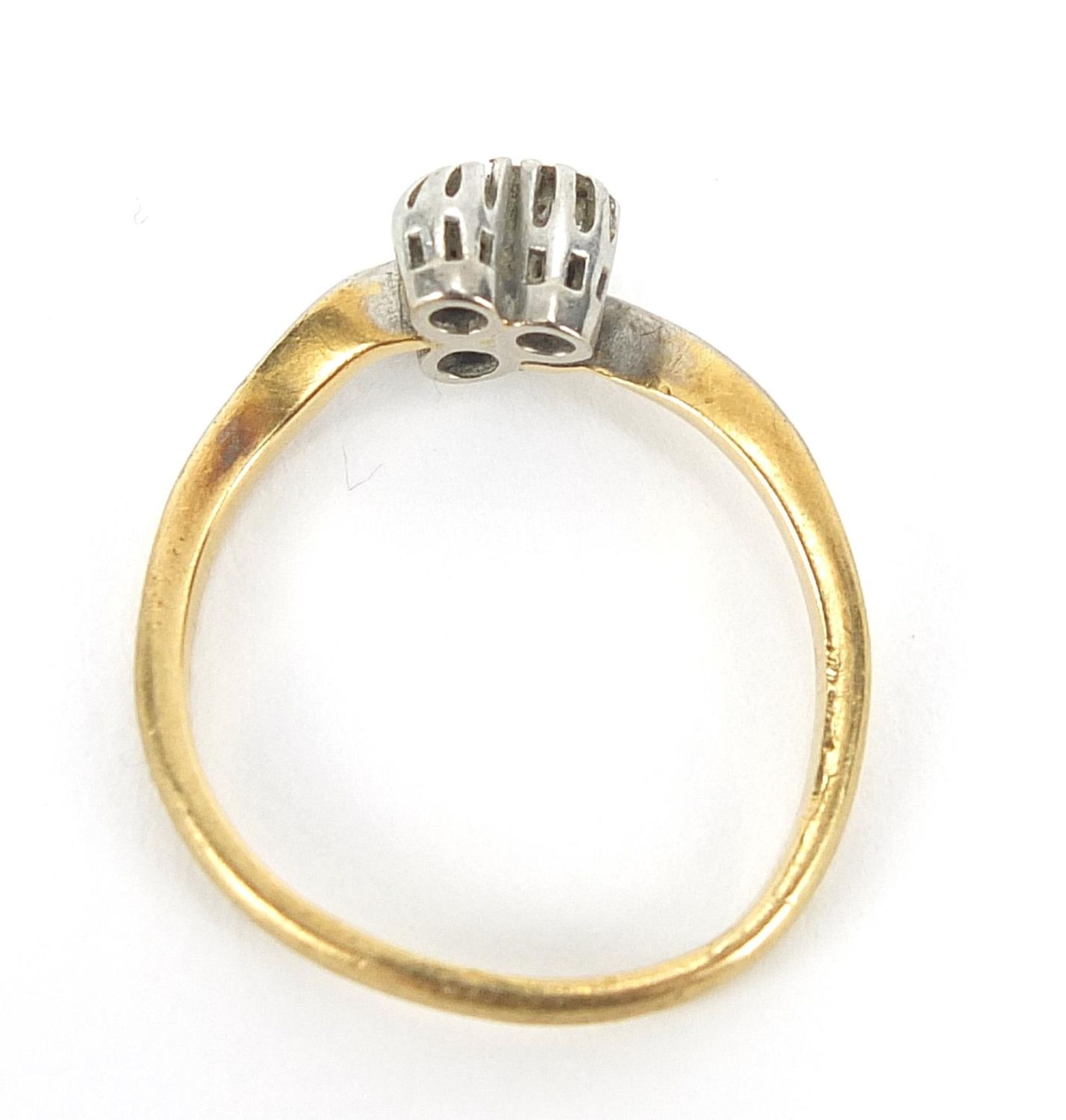 Antique 18ct gold diamond three stone ring, size M, 2.7g :For Further Condition Reports Please Visit - Image 4 of 5