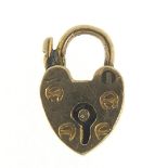 9ct gold love heart padlock, 1cm high, 0.4g :For Further Condition Reports Please Visit Our Website,