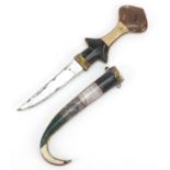 Moroccan hardstone mounted dagger with steel blade, 31cm in length :For Further Condition Reports