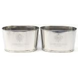 Large pair of Champagne ice buckets with Napoleon Bonaparte and Lily Bollinger mottos, 26cm H x 43cm