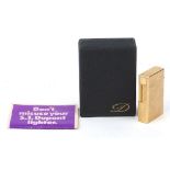 S J Dupont gold plated pocket lighter with box, 6cm high :For Further Condition Reports Please Visit