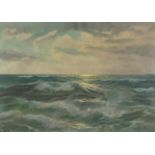 North Sea, Holland, choppy seascape, oil on canvas, signed V Beerk, mounted, and framed, 68.5cm x