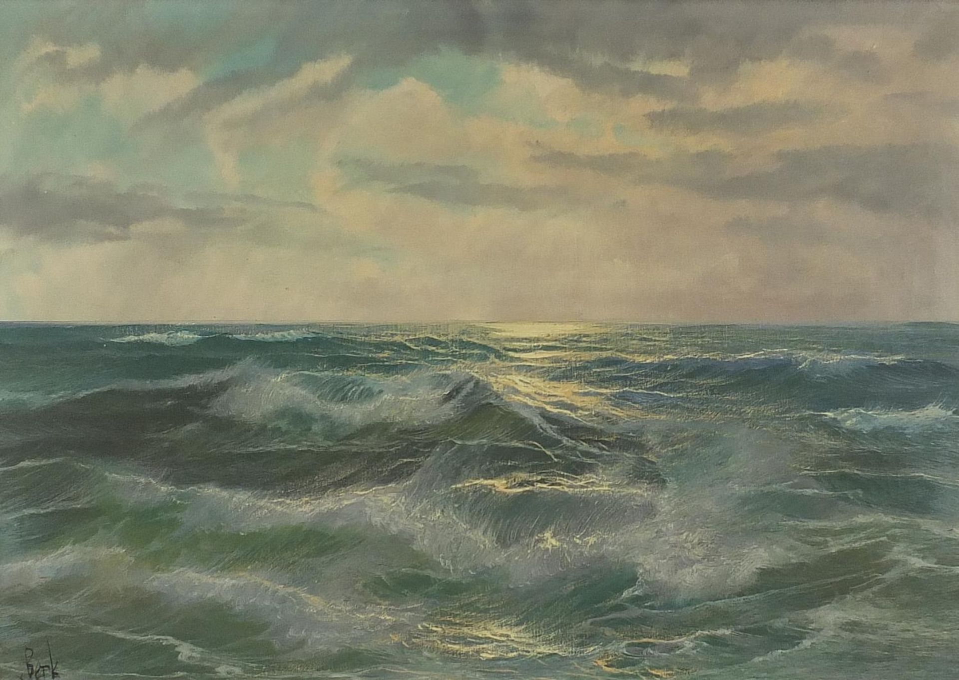 North Sea, Holland, choppy seascape, oil on canvas, signed V Beerk, mounted, and framed, 68.5cm x