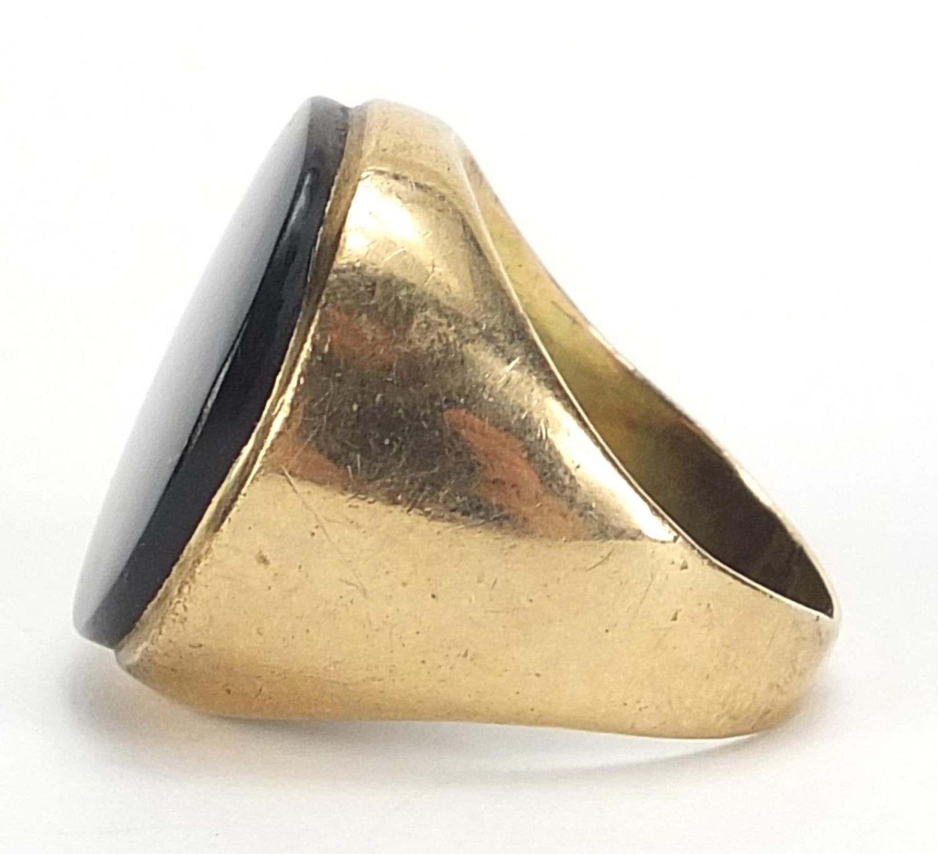 9ct gold black onyx signet ring, size O, 9.4g :For Further Condition Reports Please Visit Our - Image 2 of 5