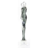 Ermanno Nason, large Modernist Murano two lovers glass sculpture with label, 48cm high :For