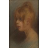 Portrait of a young girl, 19th century French school pastel, inscribed verso, mounted, framed and