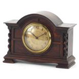 Oak mantle clock with barley twist columns, 23cm wide :For Further Condition Reports Please Visit