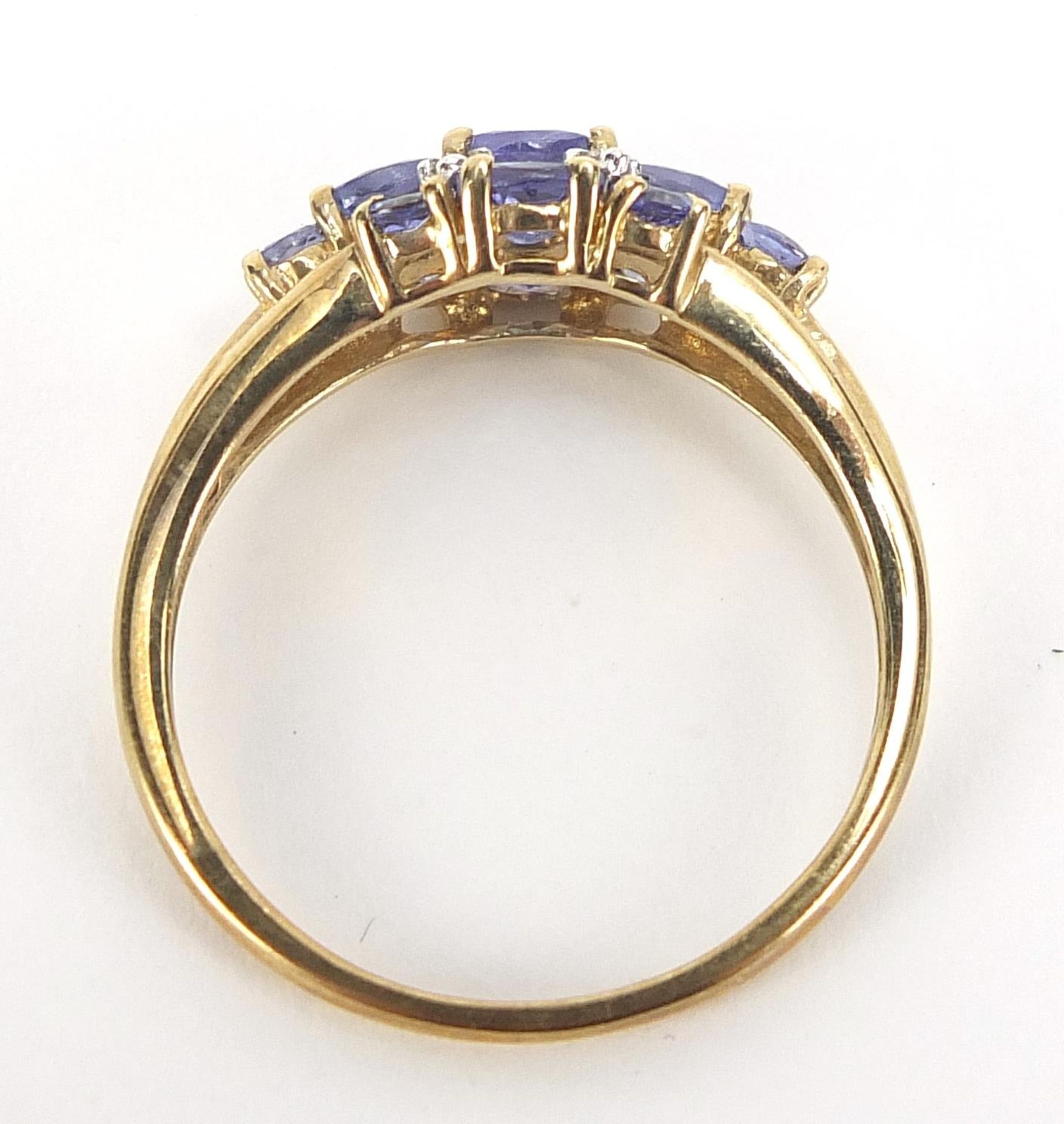 9ct gold iolite and diamond cluster ring, size R, 2.7g :For Further Condition Reports Please Visit - Image 5 of 5