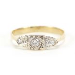 Art Deco 18ct gold diamond ring, size P, 1.6g :For Further Condition Reports Please Visit Our