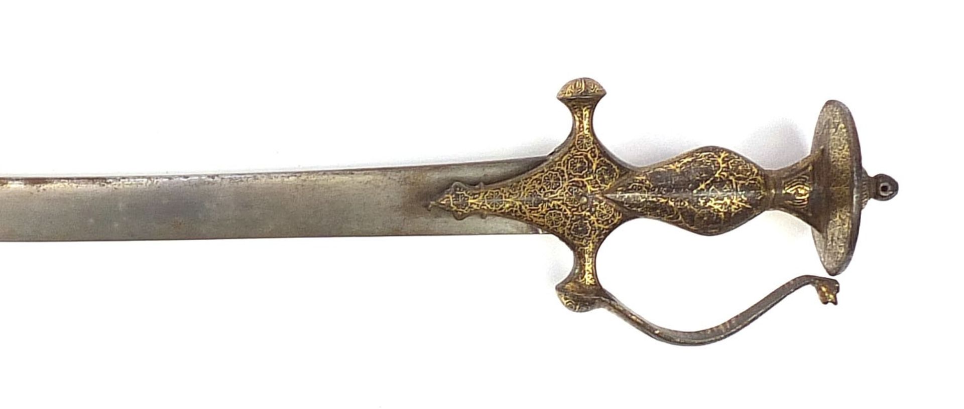 Indian Talwar sword with damascene handle, 94.5cm in length :For Further Condition Reports Please - Image 3 of 4