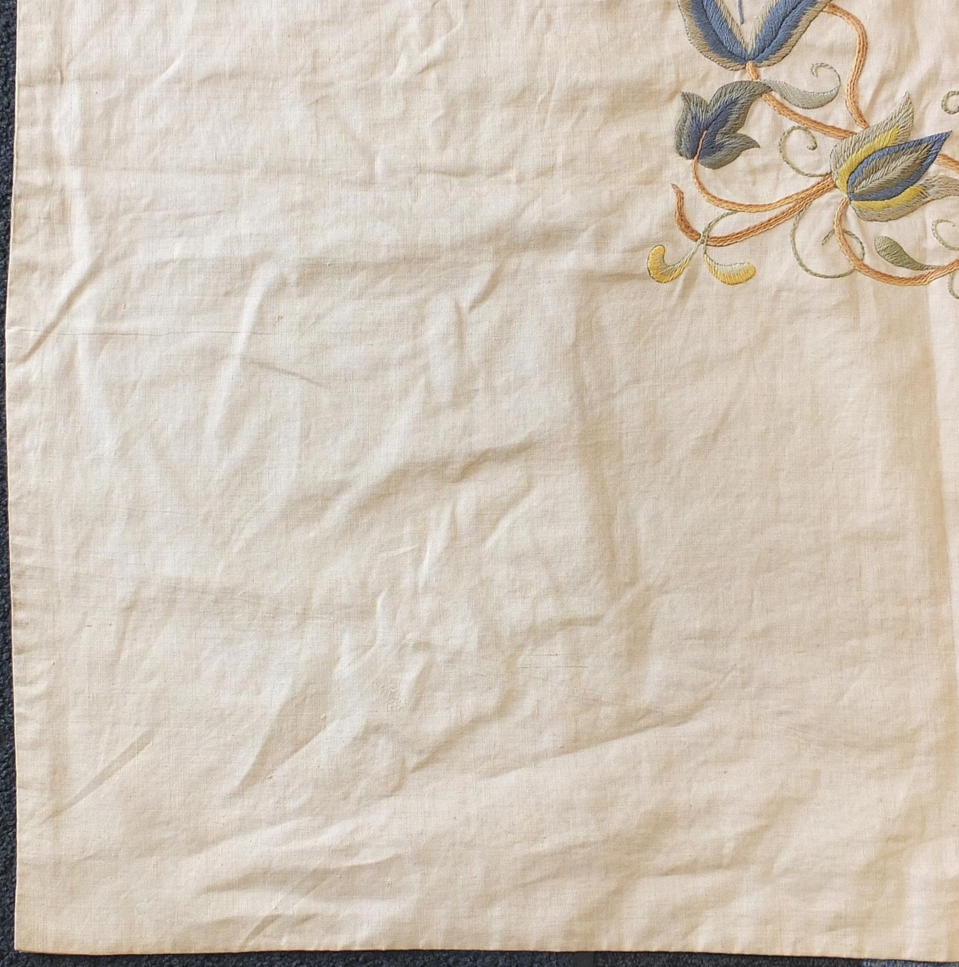 Large Arts & Crafts textile embroidered with flowers, 238cm x 203cm :For Further Condition Reports - Image 3 of 6