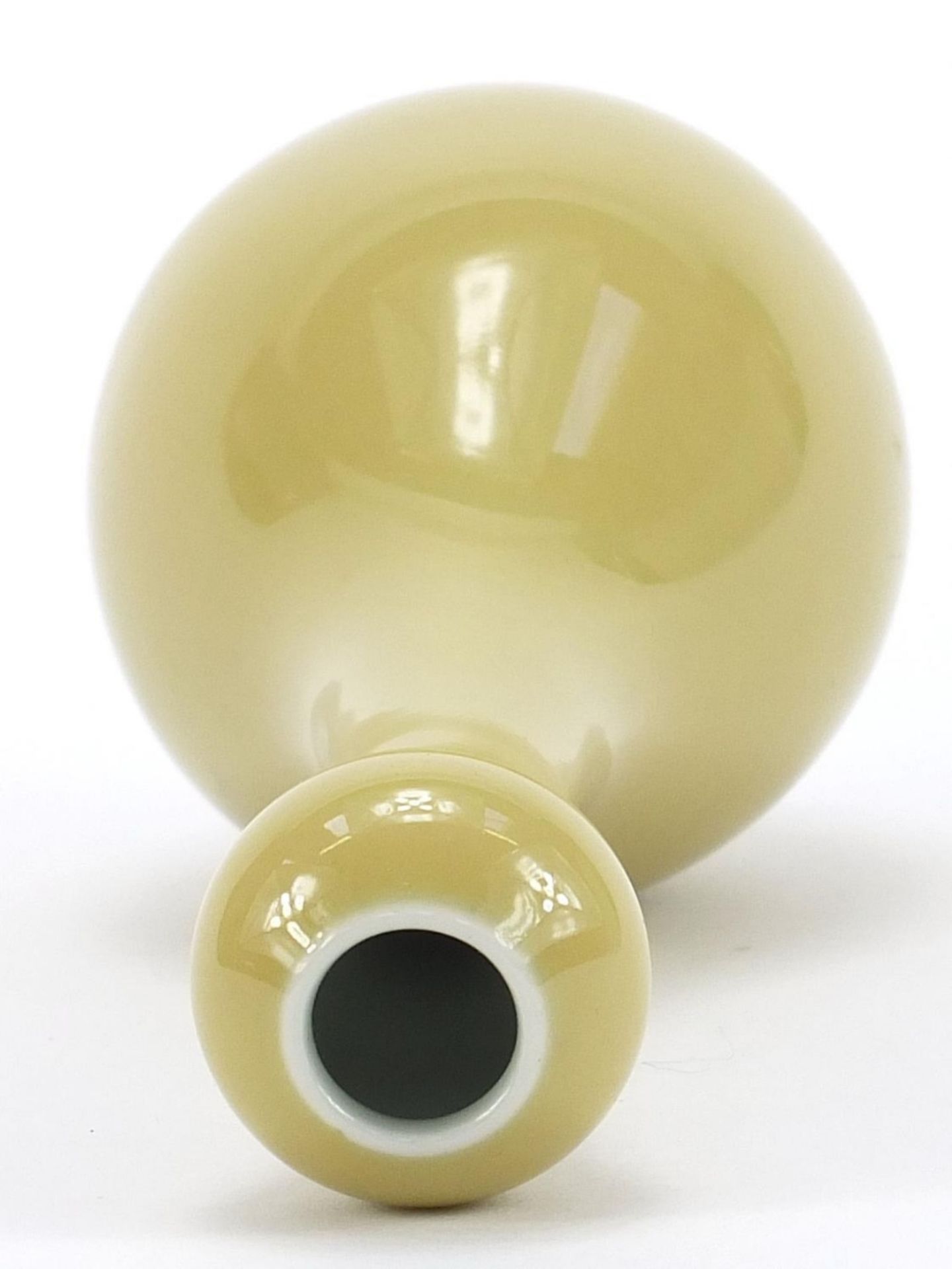 Chinese porcelain garlic head vase having a yellow monochrome glaze, blue ring marks to the base, - Image 5 of 8