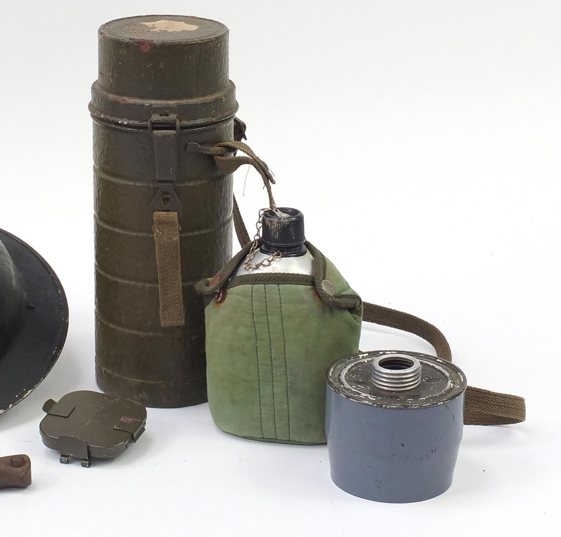 Militaria including a Wilkinson 1907 pattern bayonet with scabbard, flask and two tin helmets :For - Image 3 of 6