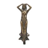 Art Nouveau bronze car mascot in the form of a semi nude female, 18cm high :For Further Condition