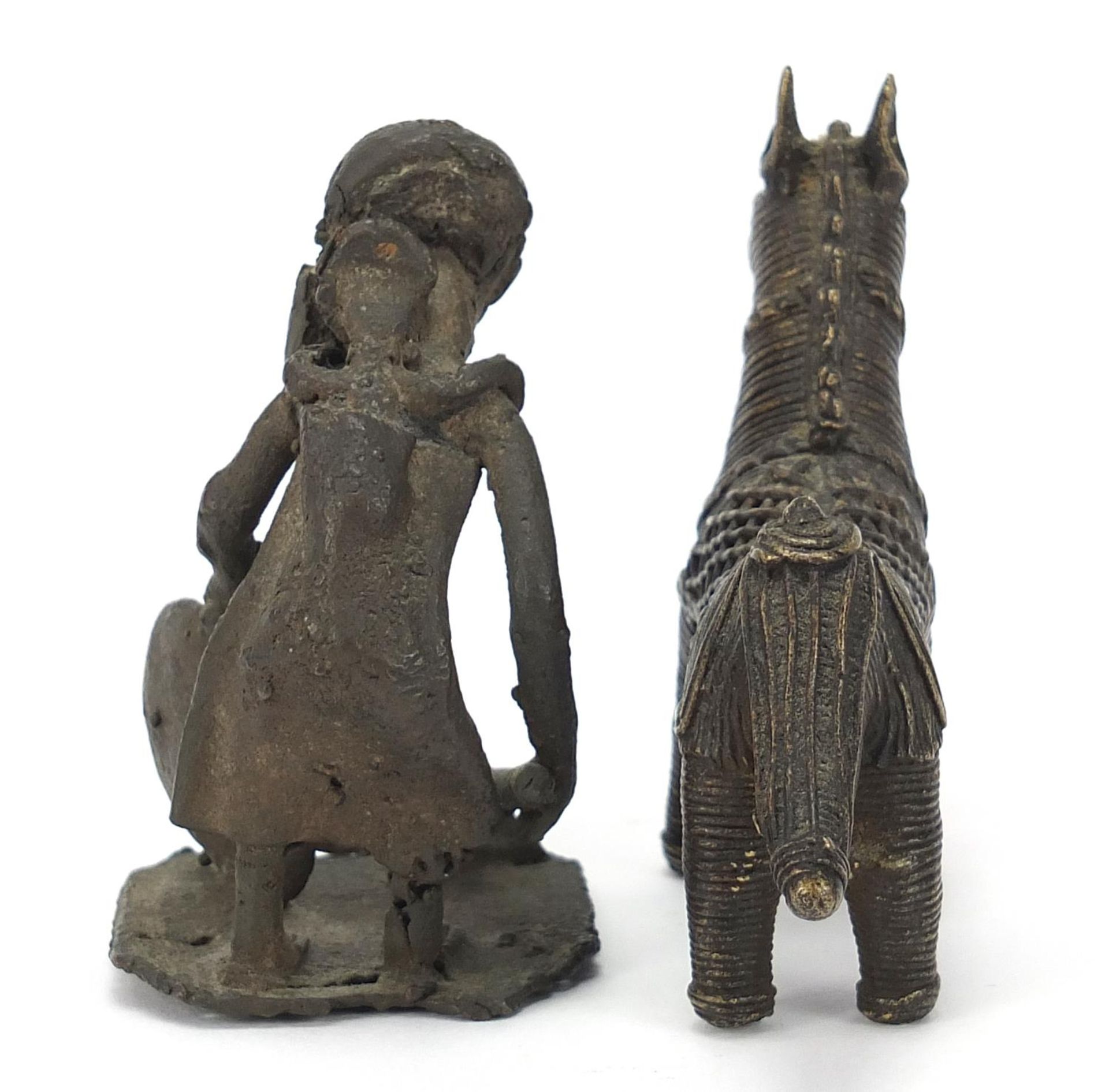 Two African Benin style bronzes including a mother with child, the largest 7.5cm high :For Further - Image 4 of 7