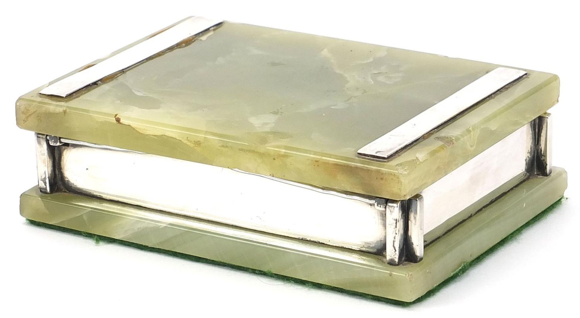 Art Deco chrome mounted onyx casket, 4.5cm H 13.5cm W x 10cm D :For Further Condition Reports Please - Image 3 of 4