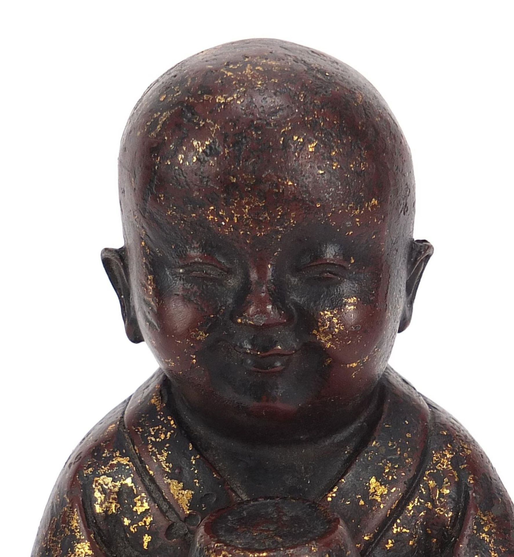 Chino Tibetan partially gilt bronze figure of young Budda, 22.5cm high :For Further Condition - Image 2 of 7