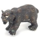 Patinated bronze bear, 15cm in length :For Further Condition Reports Please Visit Our Website,