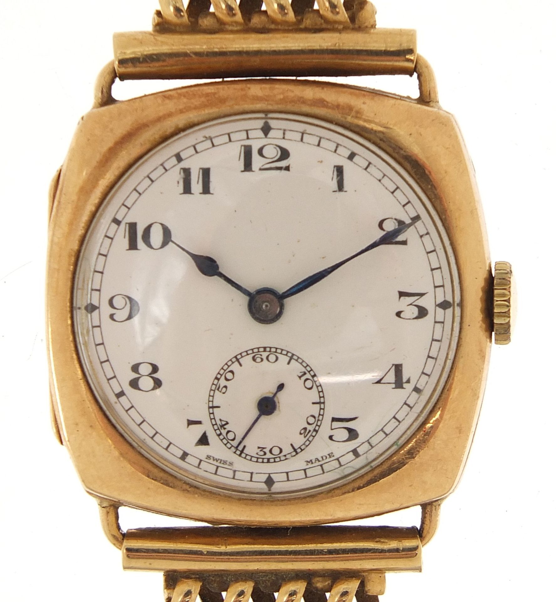 Zenith, gentlemen's 9ct gold wristwatch with 9ct gold strap, the case 28mm wide, 40.8g :For